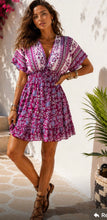 Load image into Gallery viewer, Purple, red, blue, white, green kyla c summer dress
