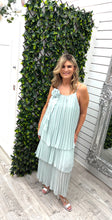 Load image into Gallery viewer, Mint pleat flower strappy dress
