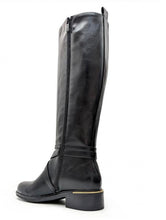 Load image into Gallery viewer, Black long gold buckle boot size 7
