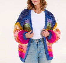 Load image into Gallery viewer, Multi coloured chunky knitted cardigan
