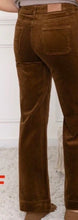 Load image into Gallery viewer, Caramel, dark maroon velvet corduroy folyrose buttons trouser

