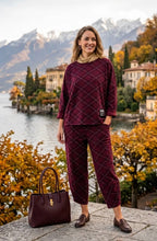 Load image into Gallery viewer, Taupe, grey, brown, beige and burgundy checkered co ord n set
