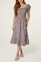 Load image into Gallery viewer, Brown embroidered gingham dress
