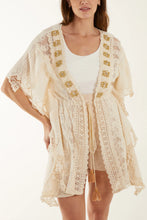 Load image into Gallery viewer, Stone embellished crochet kimono
