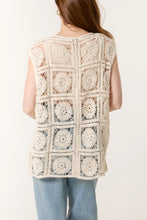 Load image into Gallery viewer, Stone crochet square pattern tie front vest
