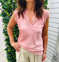 Load image into Gallery viewer, Purple or light pink lace trim vest
