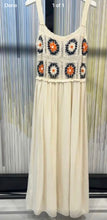 Load image into Gallery viewer, Creamy beige and navy crochet strappy dress

