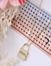 Load image into Gallery viewer, Silver, gold lock love necklace
