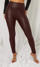 Load image into Gallery viewer, burgundy biker leather leggings size small
