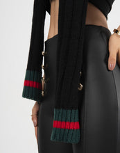 Load image into Gallery viewer, Black Designer inspired red strip hat and scarf set
