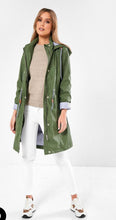 Load image into Gallery viewer, Green khaki longer length raincoat size 10
