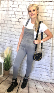 Grey denim dungarees
