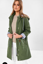 Load image into Gallery viewer, Green khaki longer length raincoat size 10

