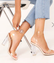 Load image into Gallery viewer, Nude clear block heels size 8

