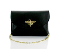 Load image into Gallery viewer, Black, green, beige, navy bee mini handbag

