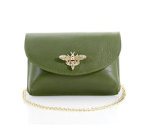 Load image into Gallery viewer, Black, green, beige, navy bee mini handbag

